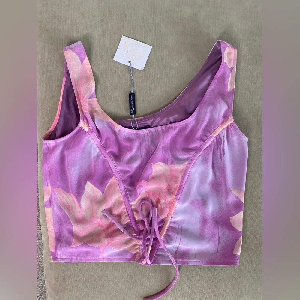 Vincent Romeo Pastel Hombre Cropped Top Lined Side Zip Pink Lilac Medium